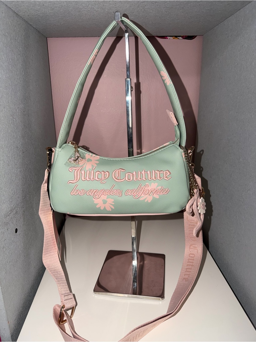 Juicy Couture Daisy for Juicy Shoulder Bag NWT Frosty Green Pink